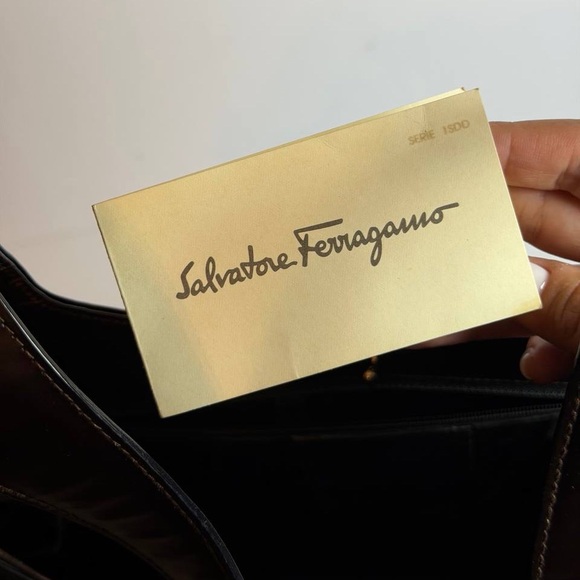 Salvatore Ferragamo Brown Matte Leather Shoulder Bag - Picture 14 of 14